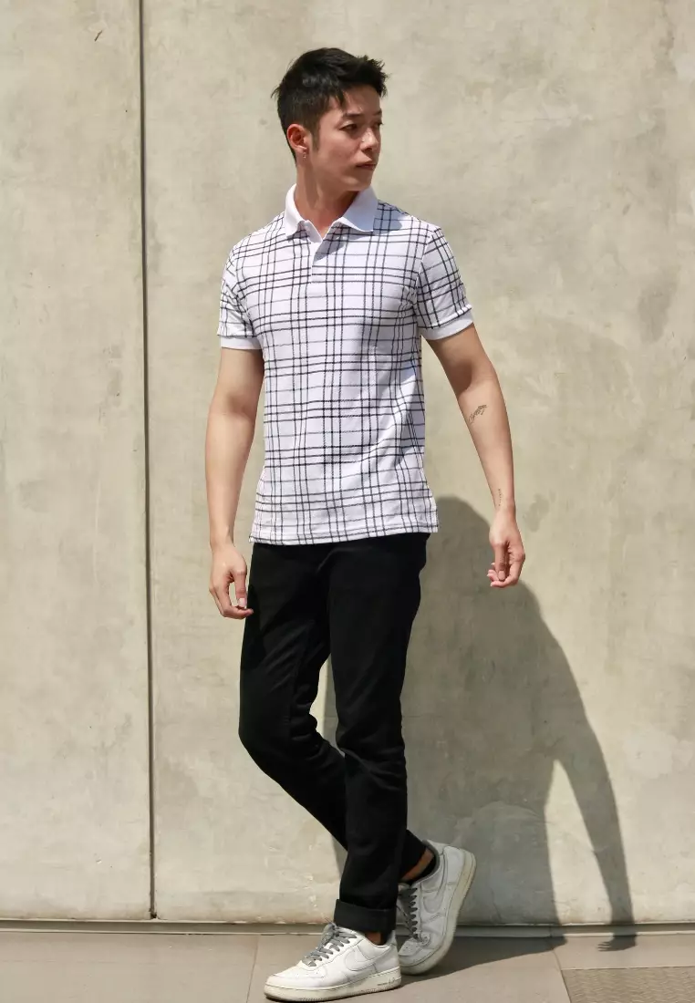 Kale / PARVIS White / Polo Shirt Pria / Atasan Kaos Polo Pria / Kaos Polo Berbahan Cotton Pique / Polo Shirt Slim Fit