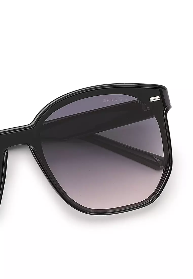 Unisex Fashion Sunglasses - Glossy Black / Grey-Pink