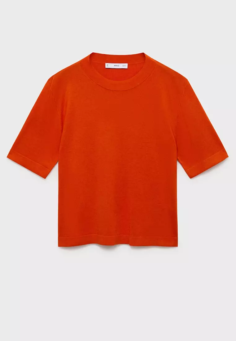 Short-Sleeved Fine-Knit Sweater