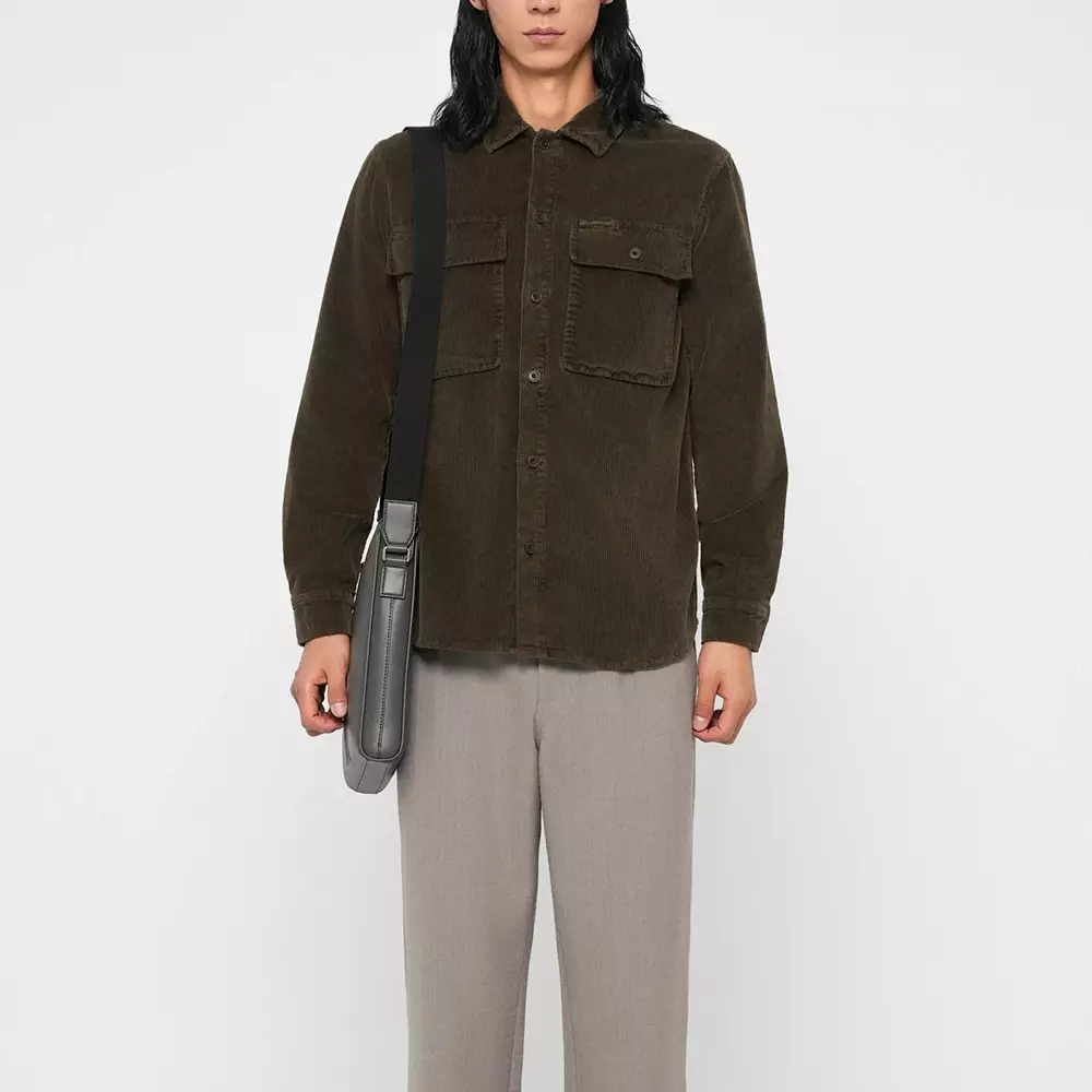 Mythos Recycled Leather Crossbody Bag Mid Grey