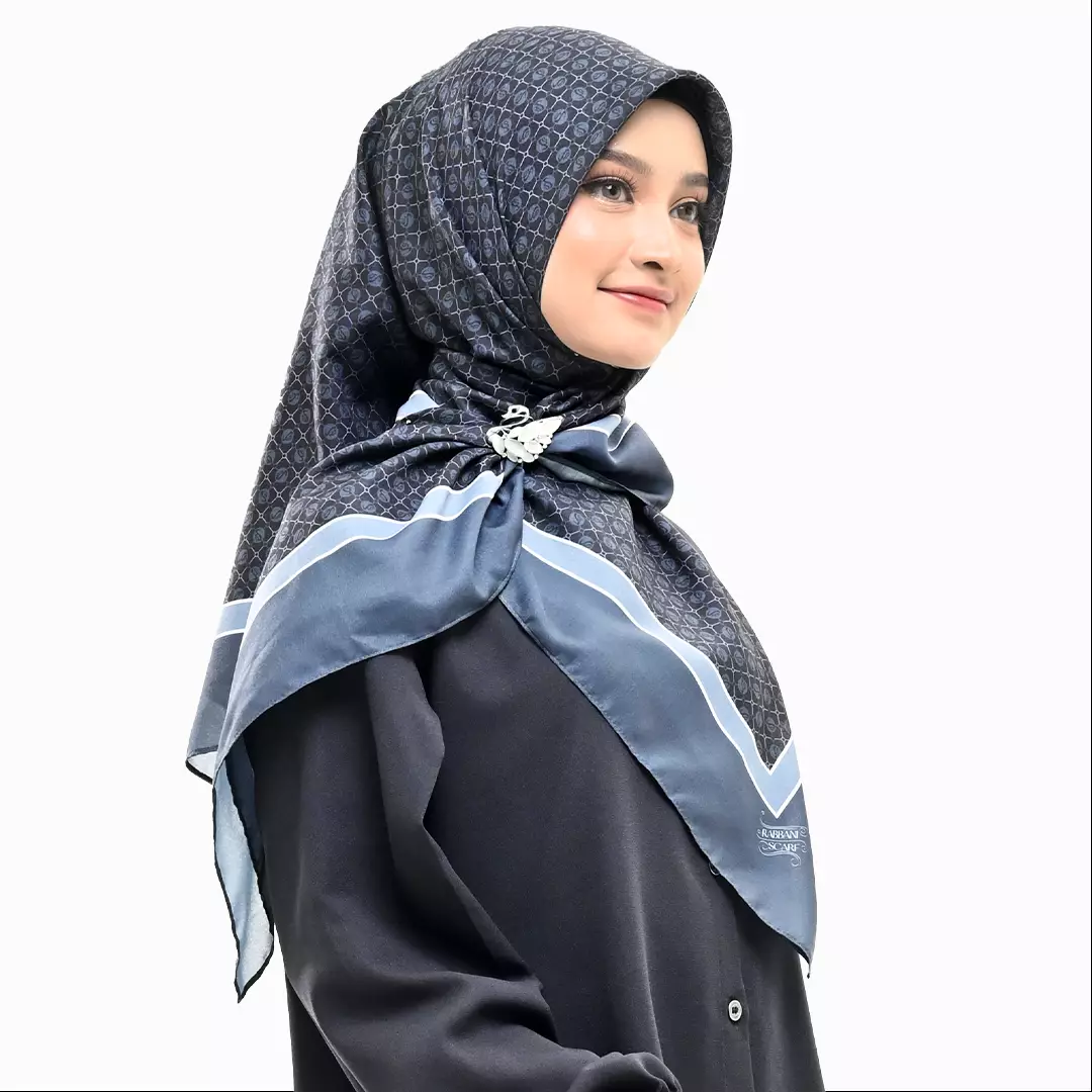 Rabbani - Kerudung Segi Empat Muslim Wanita Tetra Halika AL - Hitam