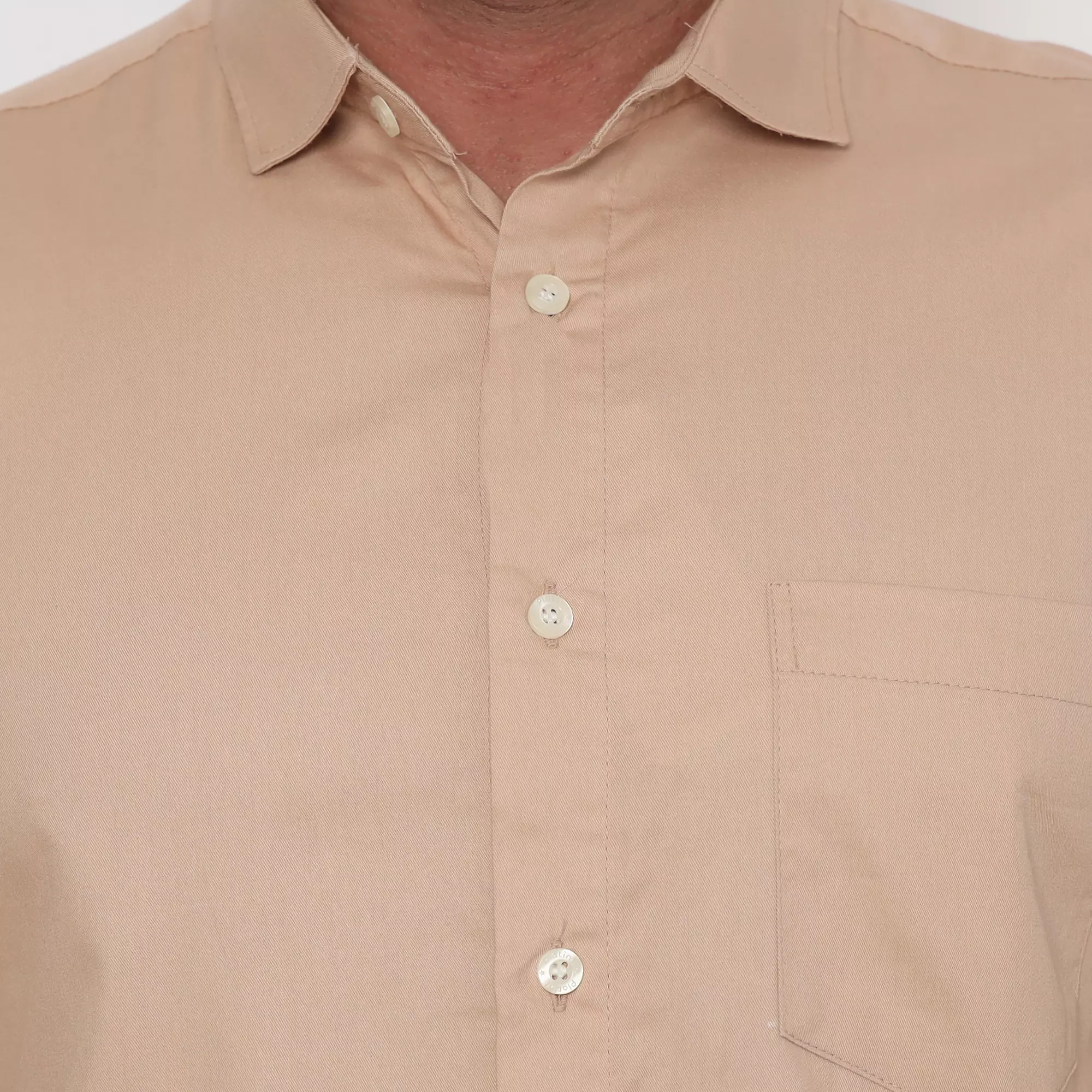 (Special Price) Platini Kemeja Polos Pria Lengan Pendek Katun Twill Coklat Muda 73397