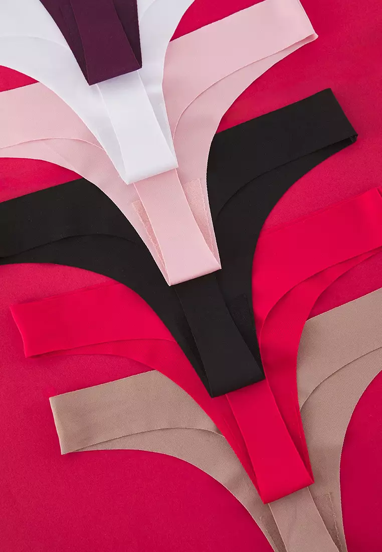 Multi-Colored 6-Piece Micro Seamless/Non-Trace Laser Cut Thong Knitted Panties THMAW25KU00039