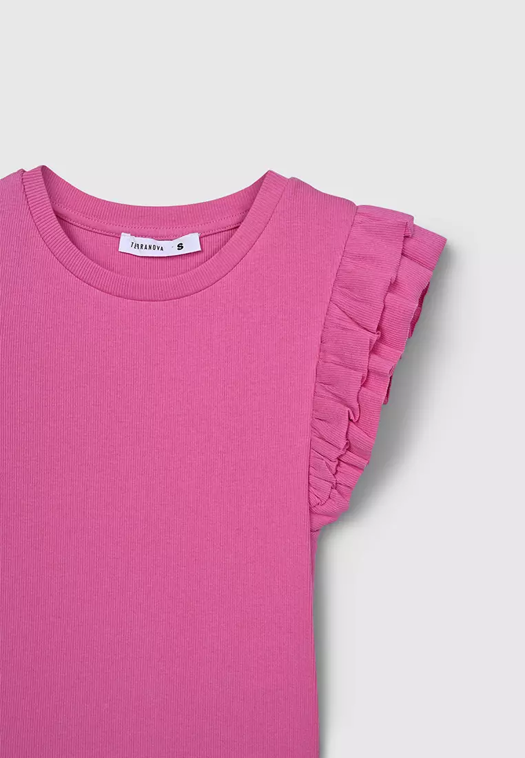 Woman Ruffled Sleeves T-Shirt