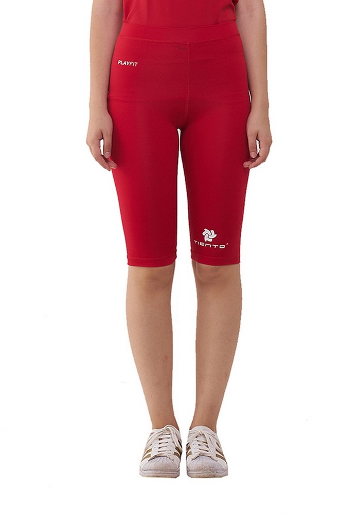 Jual Tiento Tiento Women Compression Half Pants Red Celana 