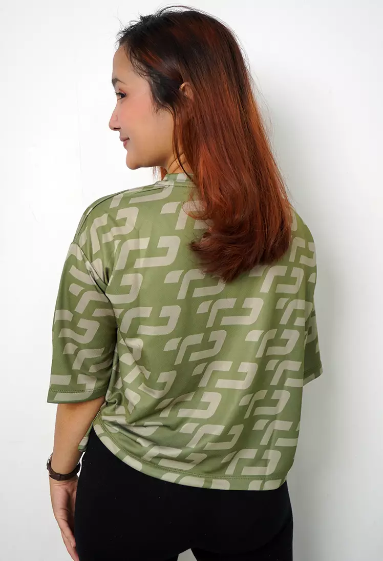 LSB25 baju olahraga wanita army crop top fit to xxl big size korean style aerobic zumba poundfit