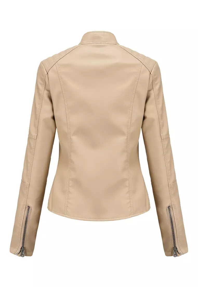 Slim Faux Leather Jacket AD-N767