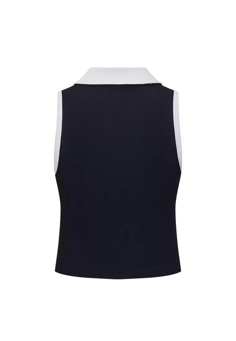 女裝 K-SWISS LOGO 拼色網球風POLO背心 無袖上衣