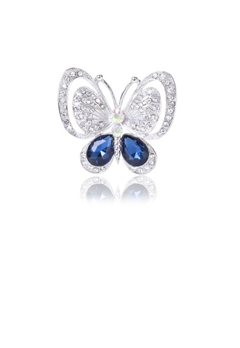 Glamorousky white Elegant Bright Butterfly Brooch with Blue Cubic Zirconia C29C9AC9290030GS_1