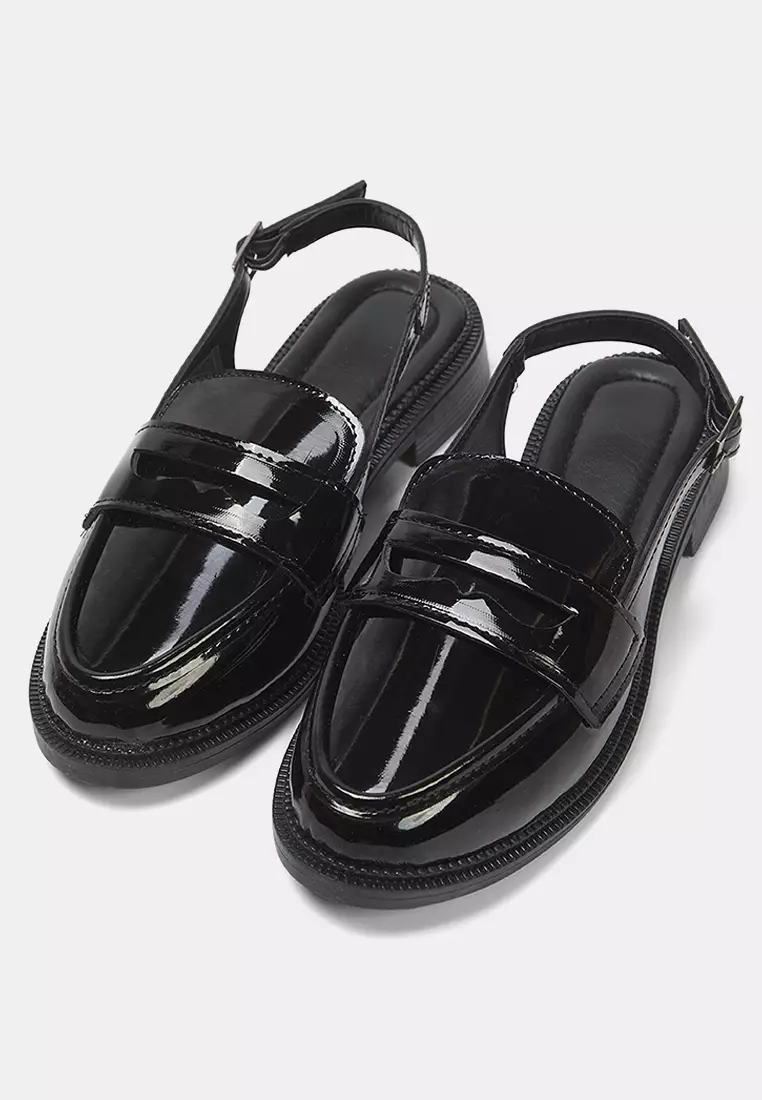 Patent Leather Open Back Loafers