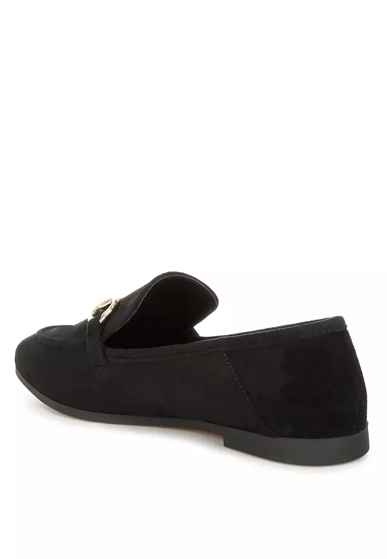 黑色馬銜扣飾樂福鞋