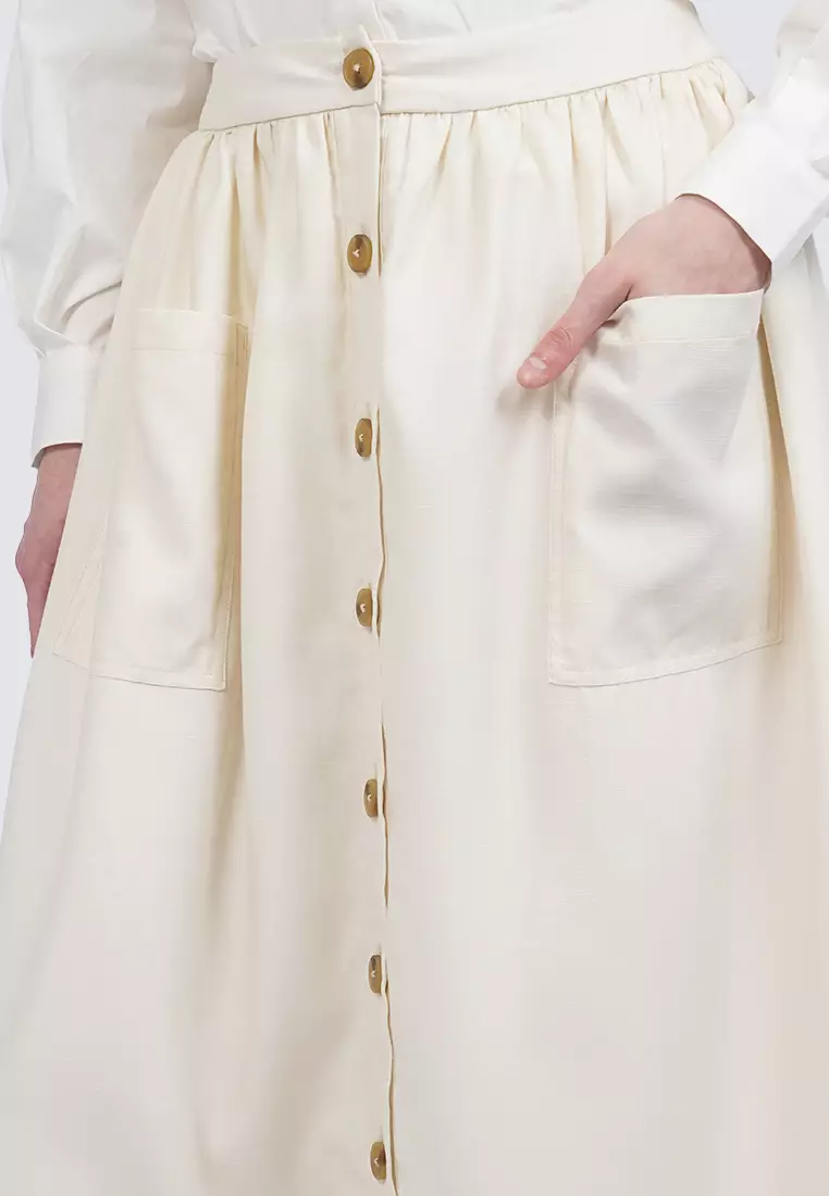 Embroidered Maxi Skirt OFF WHITE