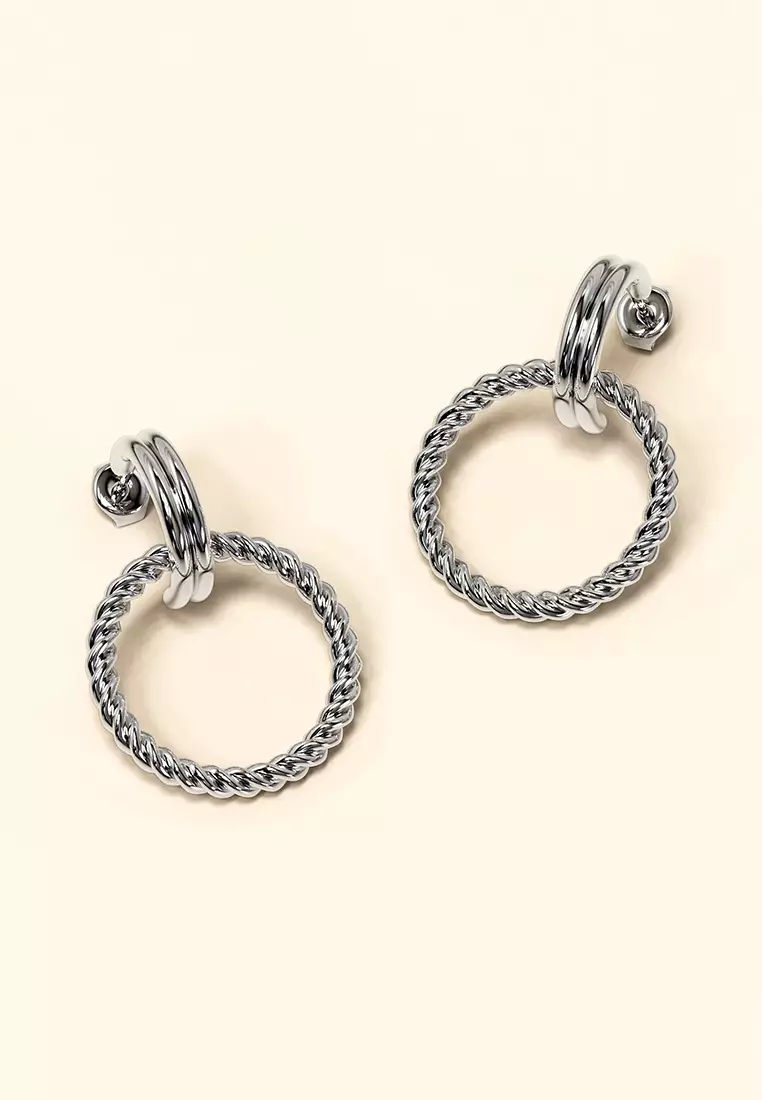 Exquisite Round White Gold Drop Earrings