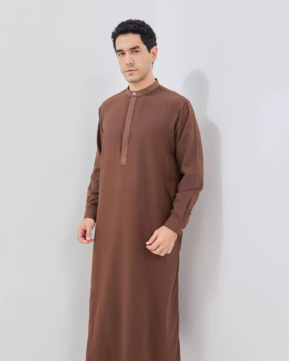 AMK Jubah Gamis Pria Thobe KK Taqi L/s Brown Warna Brown