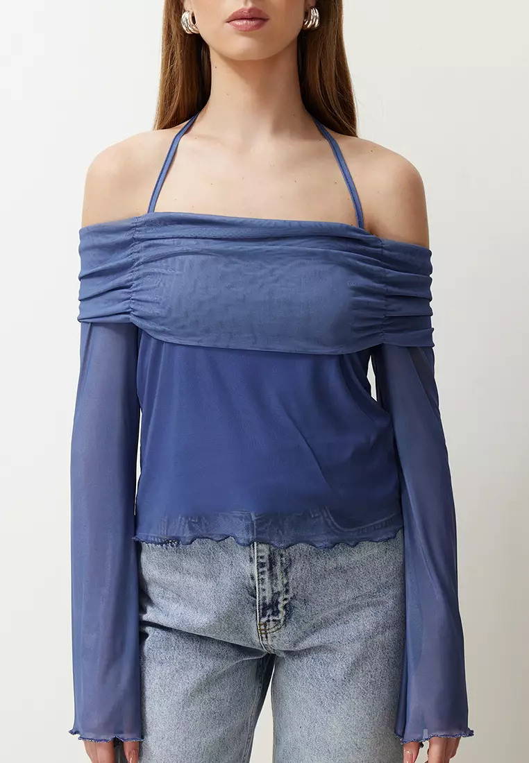 Knitted Blouse with Flared Sleeves