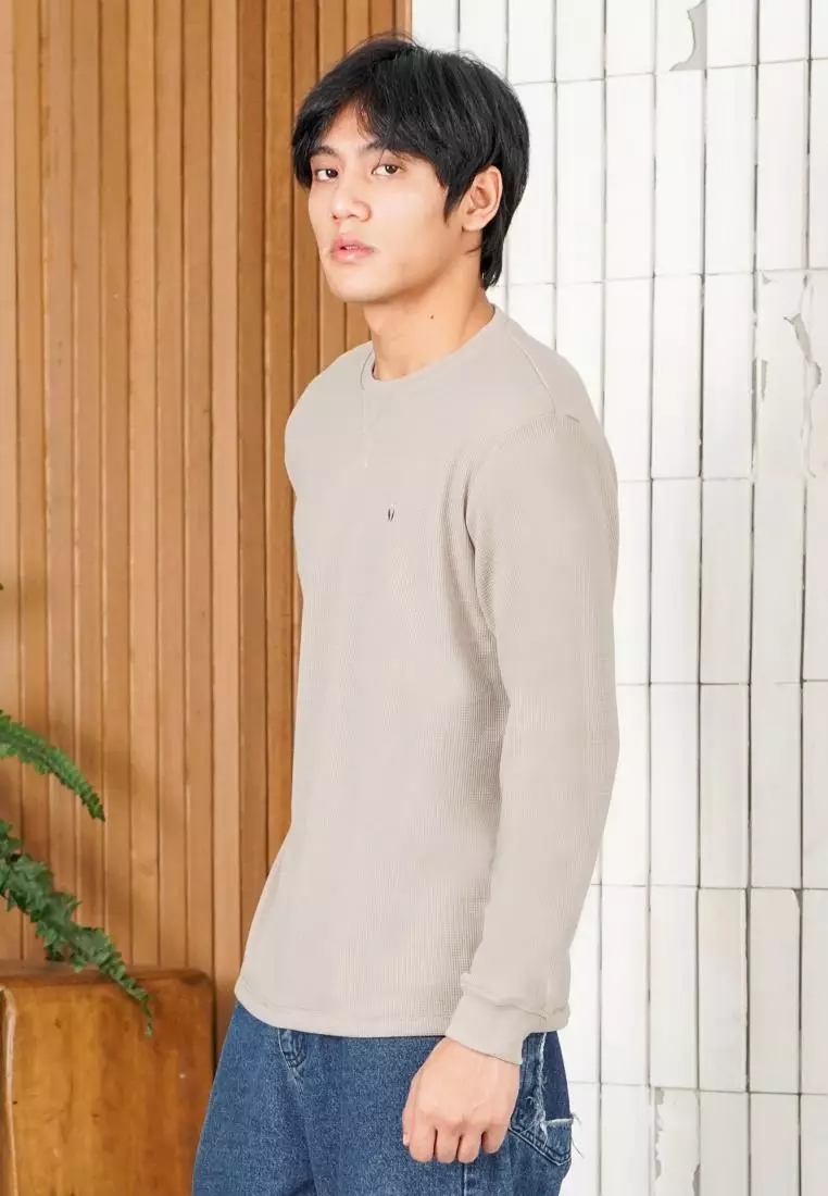 MATSUDA Kaos Polos Waffle Lengan Panjang Cotton Komoro