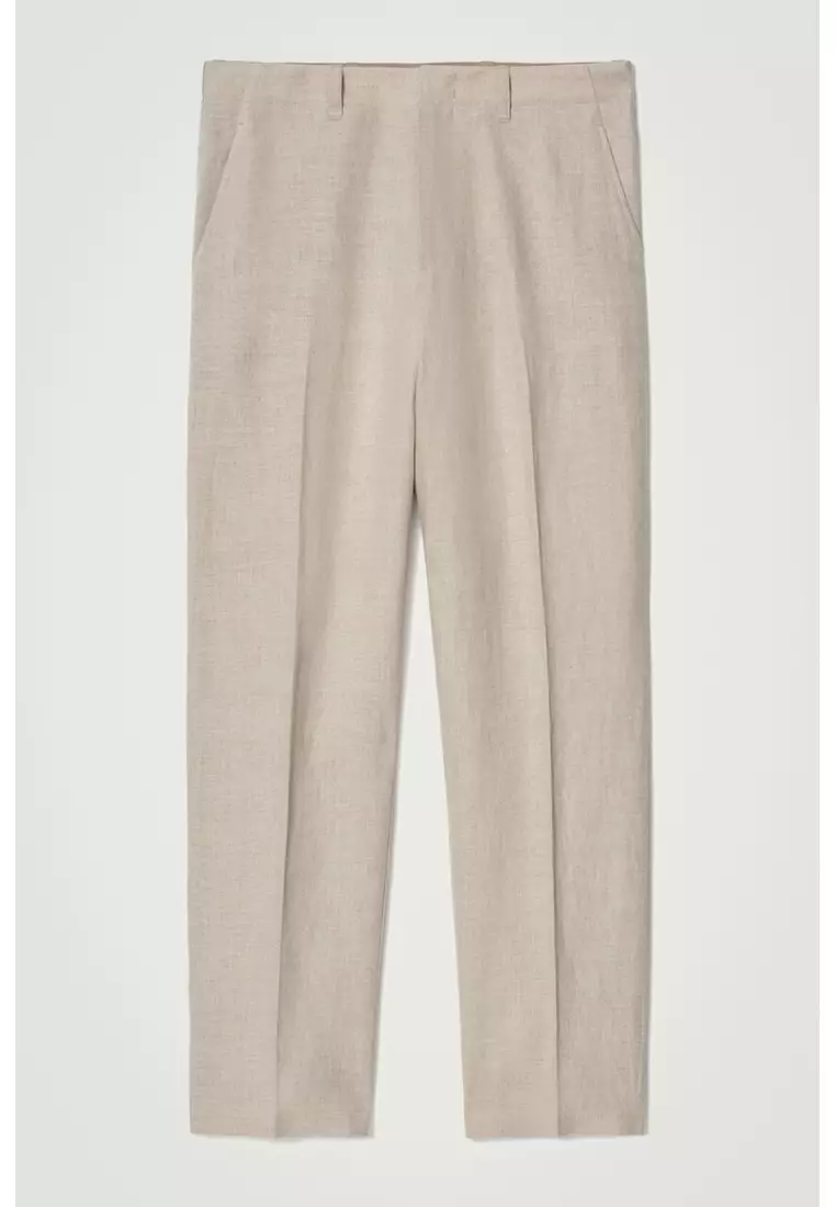 RELAXED LINEN TAPERED TROUSERS