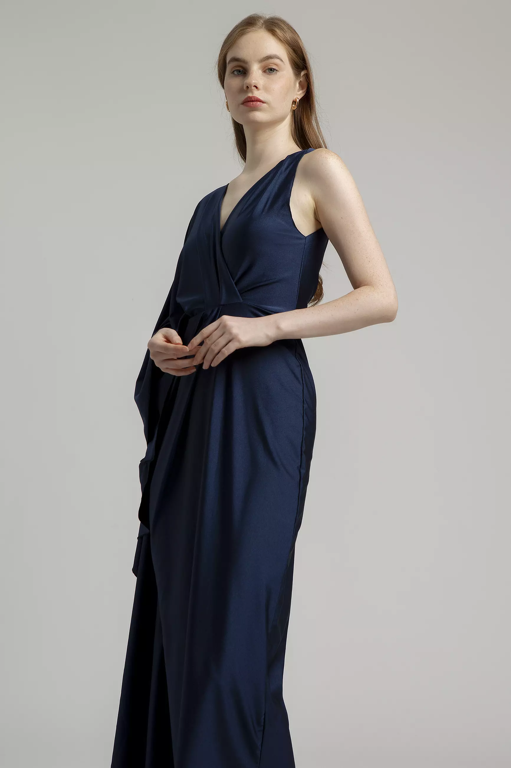 Jual BAYSIC BRIDESY One Shoulder Silk Dress Navy Original 2023 | ZALORA  Indonesia ®