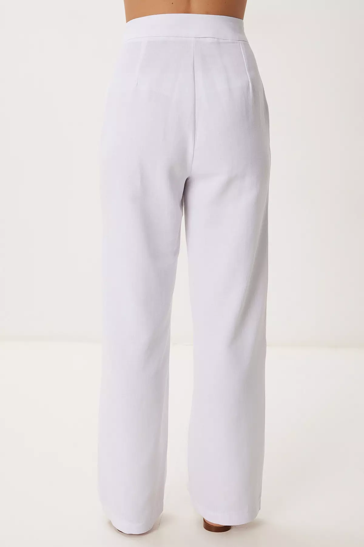 女士白色亞麻西裝連身褲套裝 Bv00127