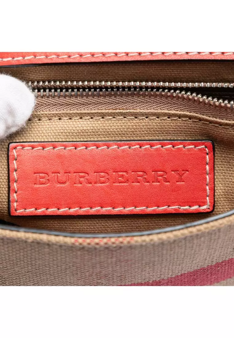Pre-Loved Burberry Leather And House Check Canvas Henham Crossbody