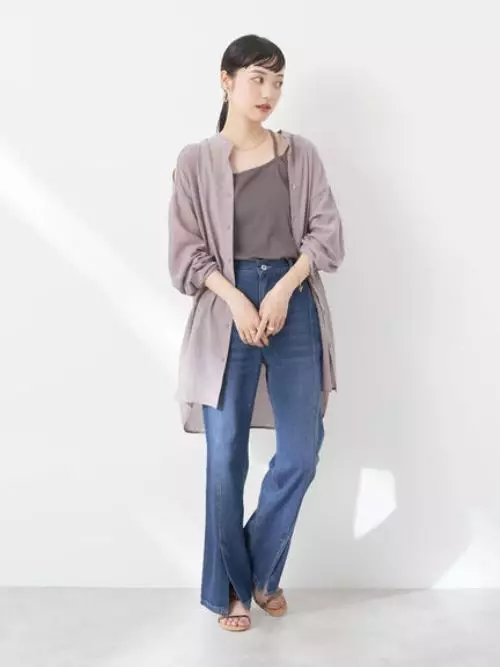 Earth Music & Ecology - Sutairu Shoulder Slit Shirt Mocha