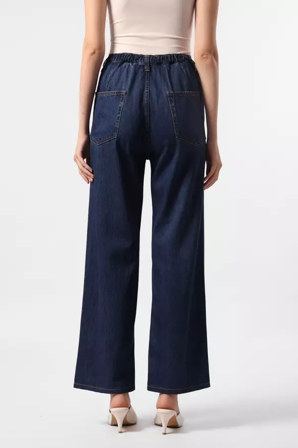 Minimal x Devina Putri - MN323 - Jeans Lebar Lurus - Dark Blue Warna Blue_Dark