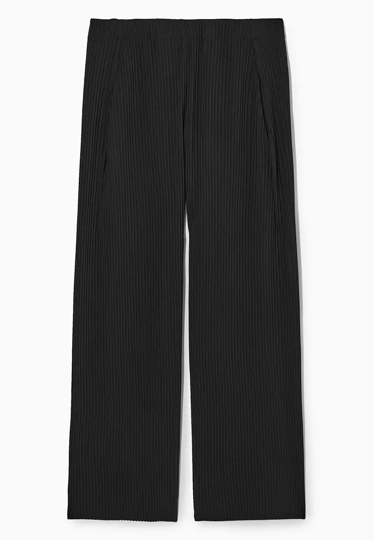 COS Elasticated Relaxed-Leg Trousers in Black