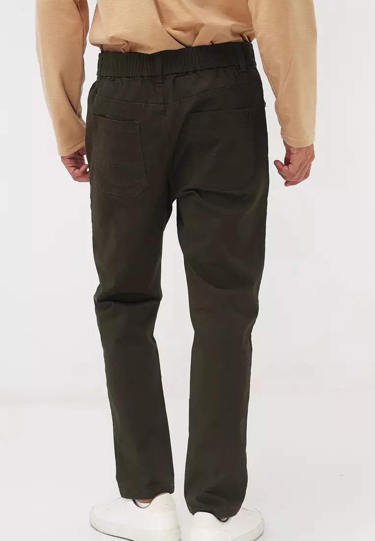 Colored Long Pants Slim Tapered Stretch