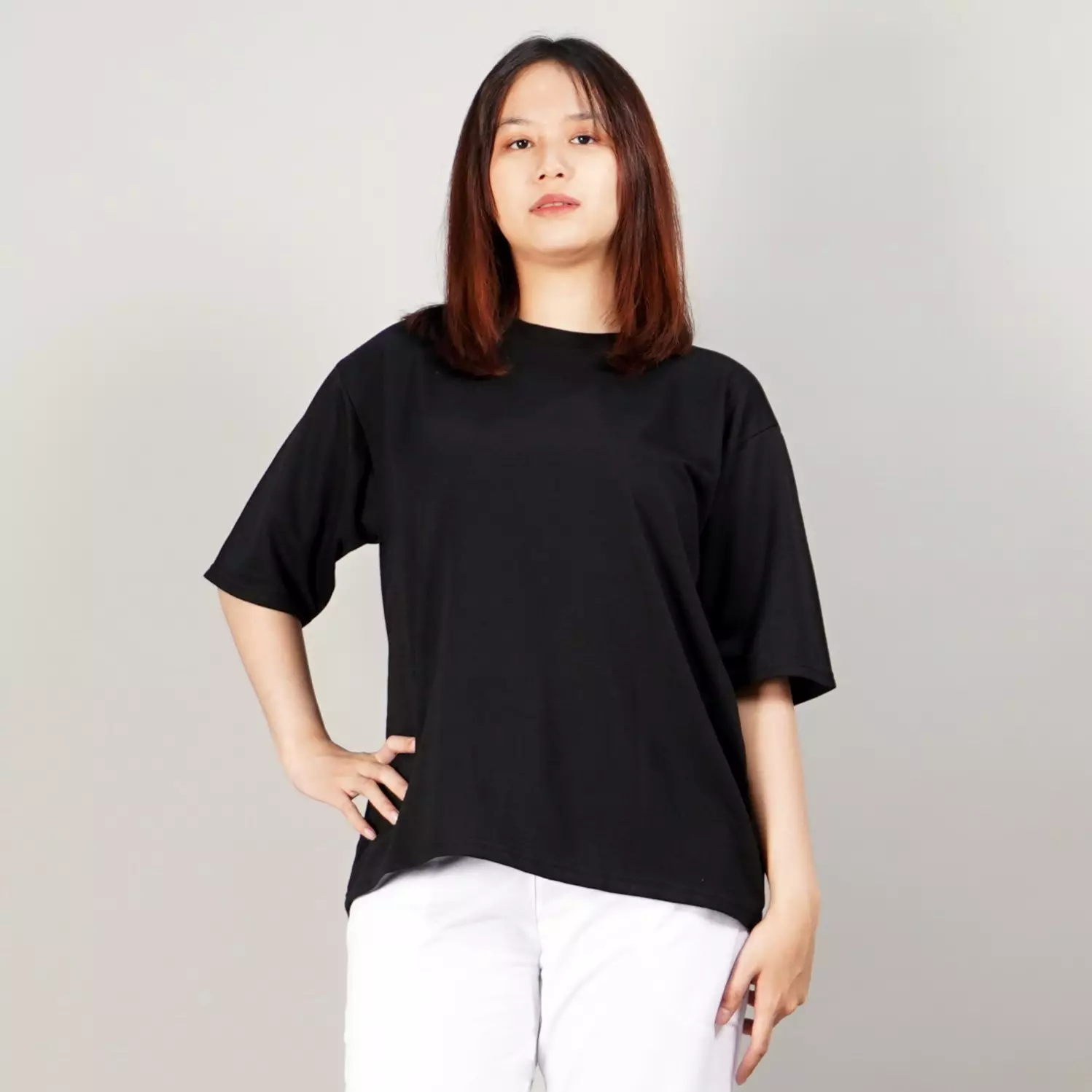 GEORGIE Baju Wanita Kaos Wanita Polos Lengan Pendek T-Shirt Wanita - HITAM
