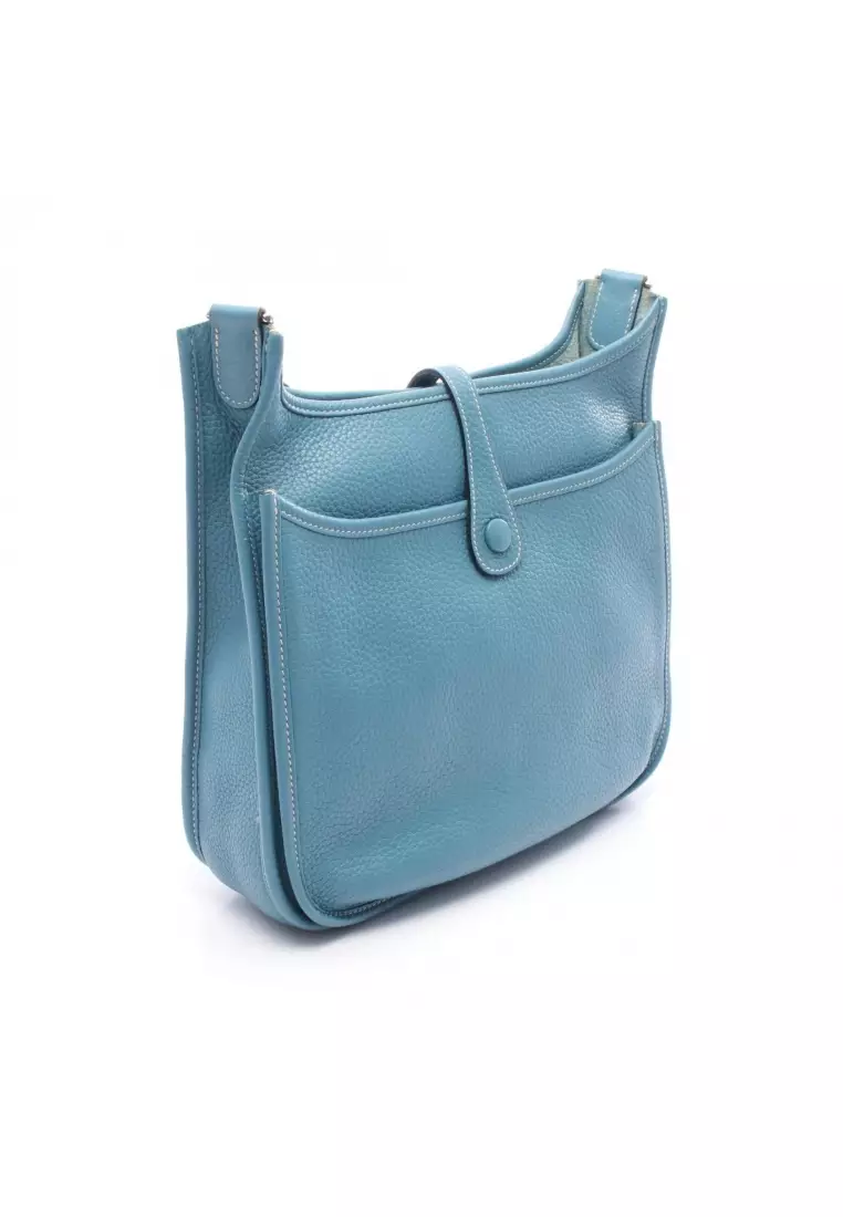 Pre-Loved Hermès Evelyn 3 Troyes PM blue jean Shoulder bag Clemence leather blue silver hardware □N engraved