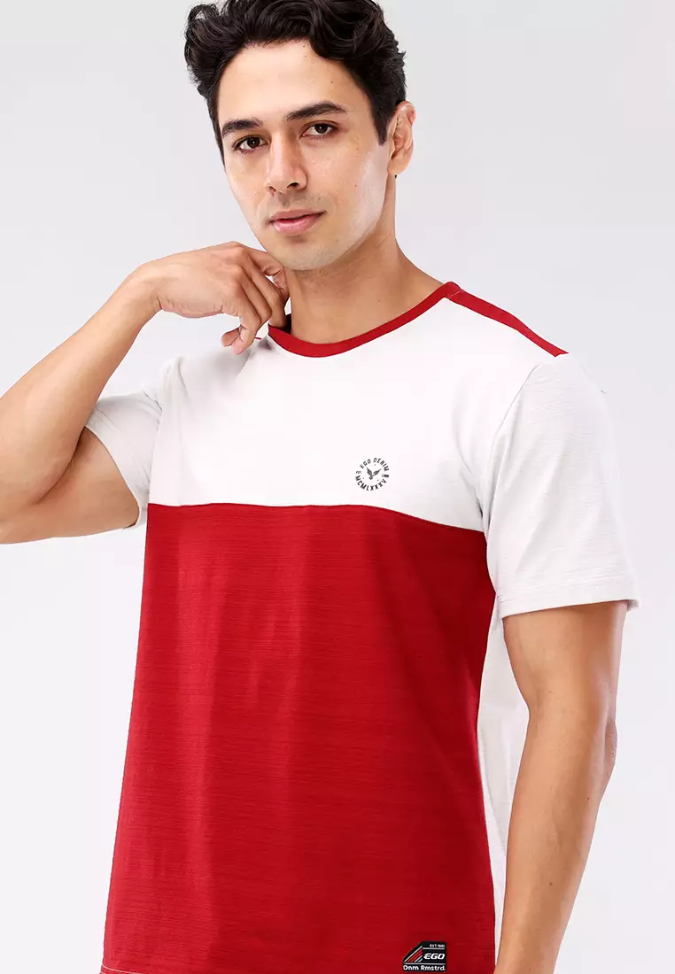 Round Neck Streaky Short Sleeves