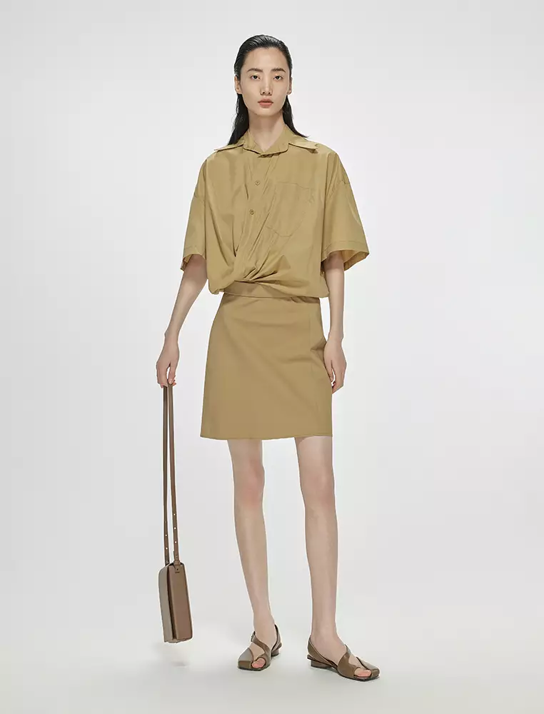 Poplin X-Line Oversized Elegant Short Sleeve Dress
