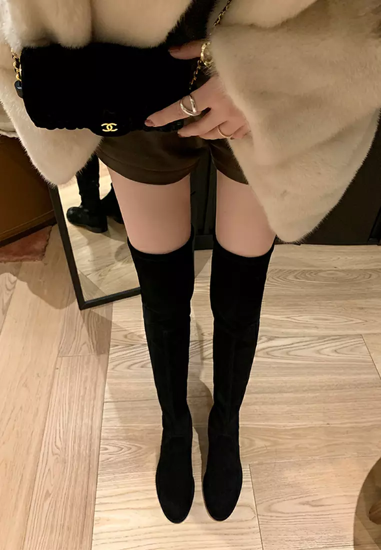 2.5CM Supper Skinny Elastic Suede Fabric Over Knee Boots XW5050-2