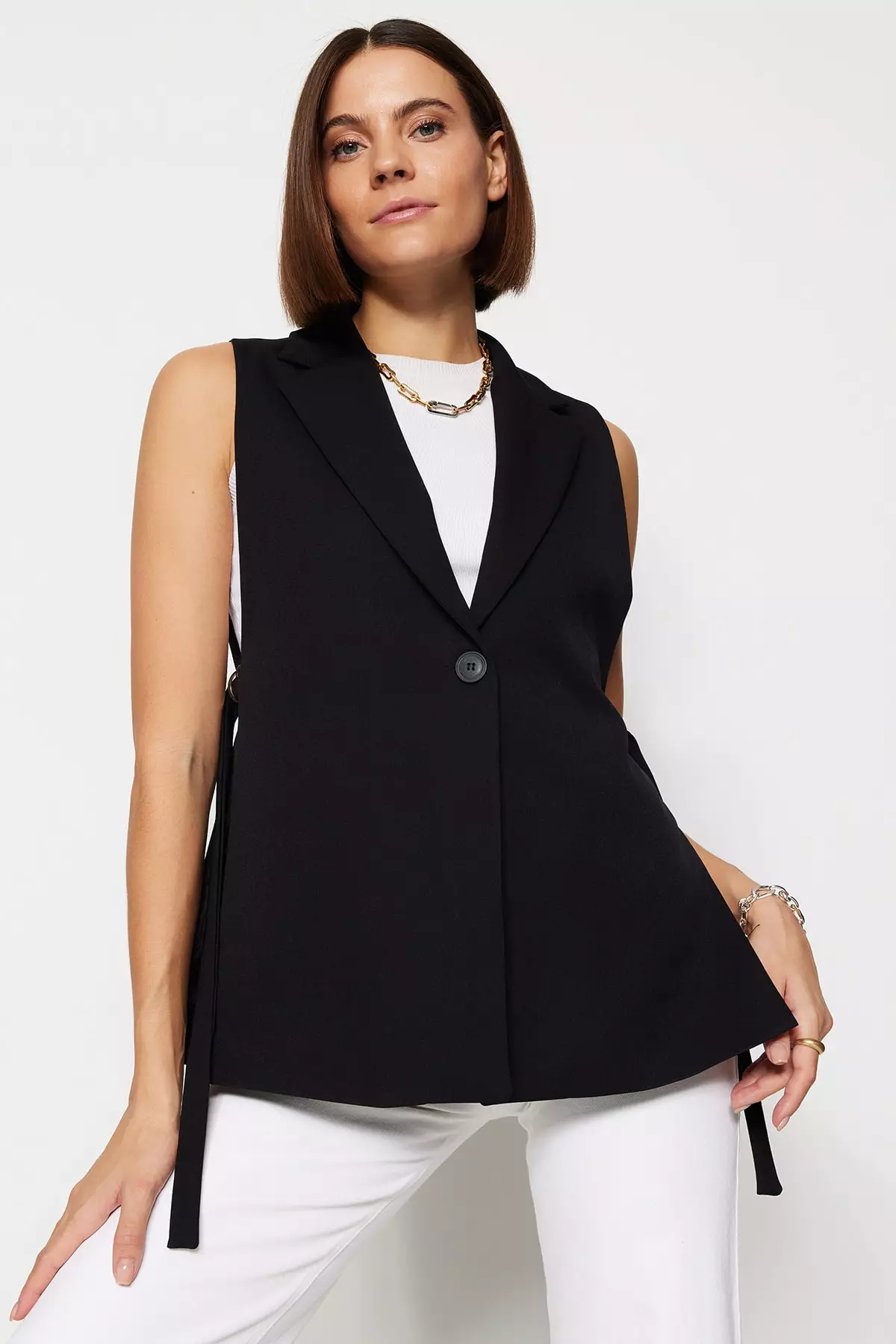 Black fitted vest clearance womens