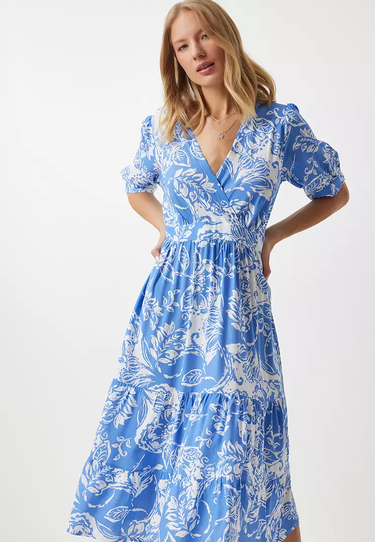 Floral Wrap Midi Dress