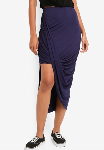 Shop Zalora Basics Basic Asymmetric Ruched Skirt Online On Zalora