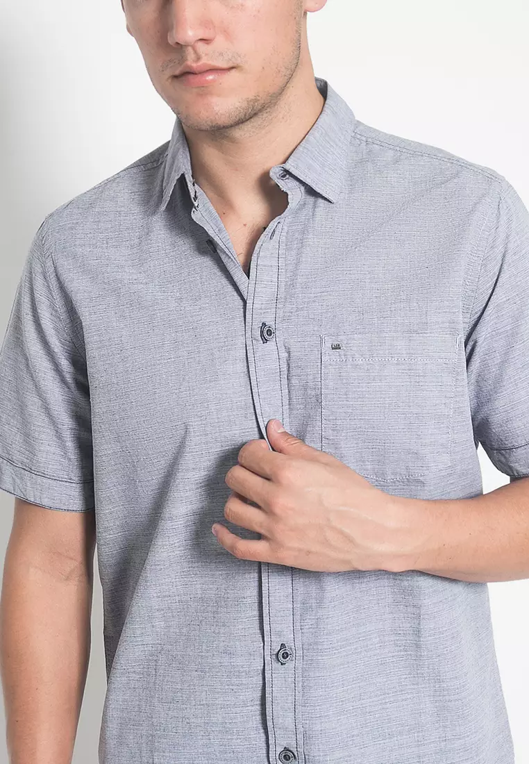 LGS - Kemeja Casual - Kemeja Pria - Garis Halus - Abu - Regular Fit - CSH.271.S570.1244.C