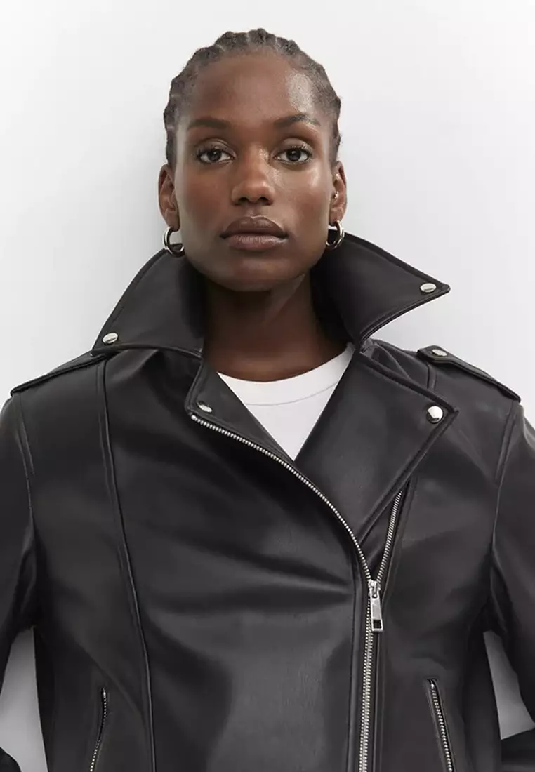 Mango esther outlet leather jacket