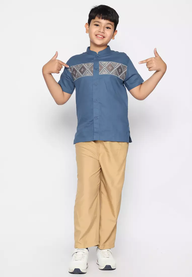 Baju Koko Set Anak Laki Bordir Wajik Navy - GENUINE