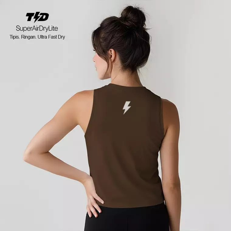 TDACTIVE Crop Tank Lari Padel Running Superairdrylite "dark chocolate" 3lines LSE82