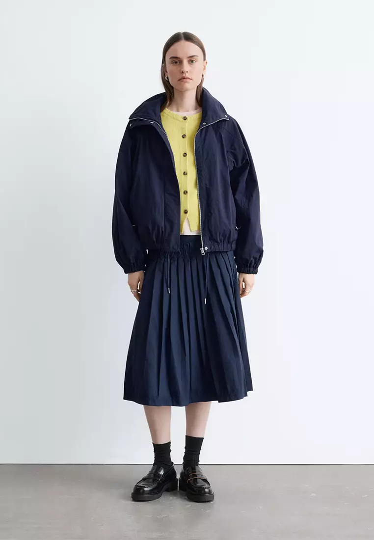 Stand-Collar Drawstring Jacket