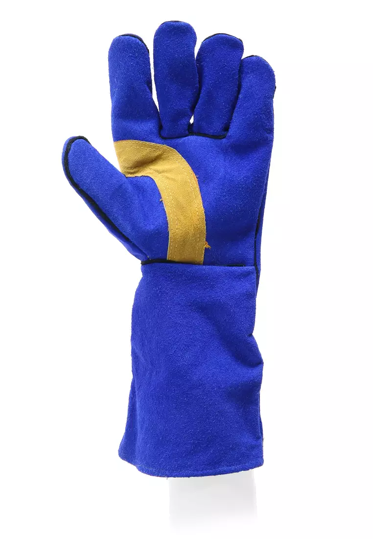 Decs Gloves Safety Full Finger Unisex 16 Inch Comfortable Material Cotton Leather ORIGINAL - Blue