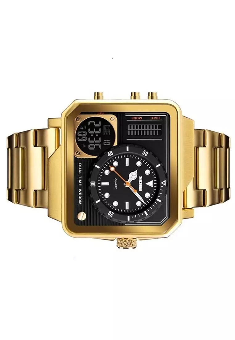 Vogue Jam Tangan Kasual Digital Analog Pria Waterproof Strap Tali Material Stainless Steel YT12 ORIGINAL