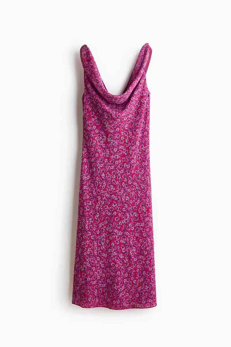 Cowl-neck tie-strap dress