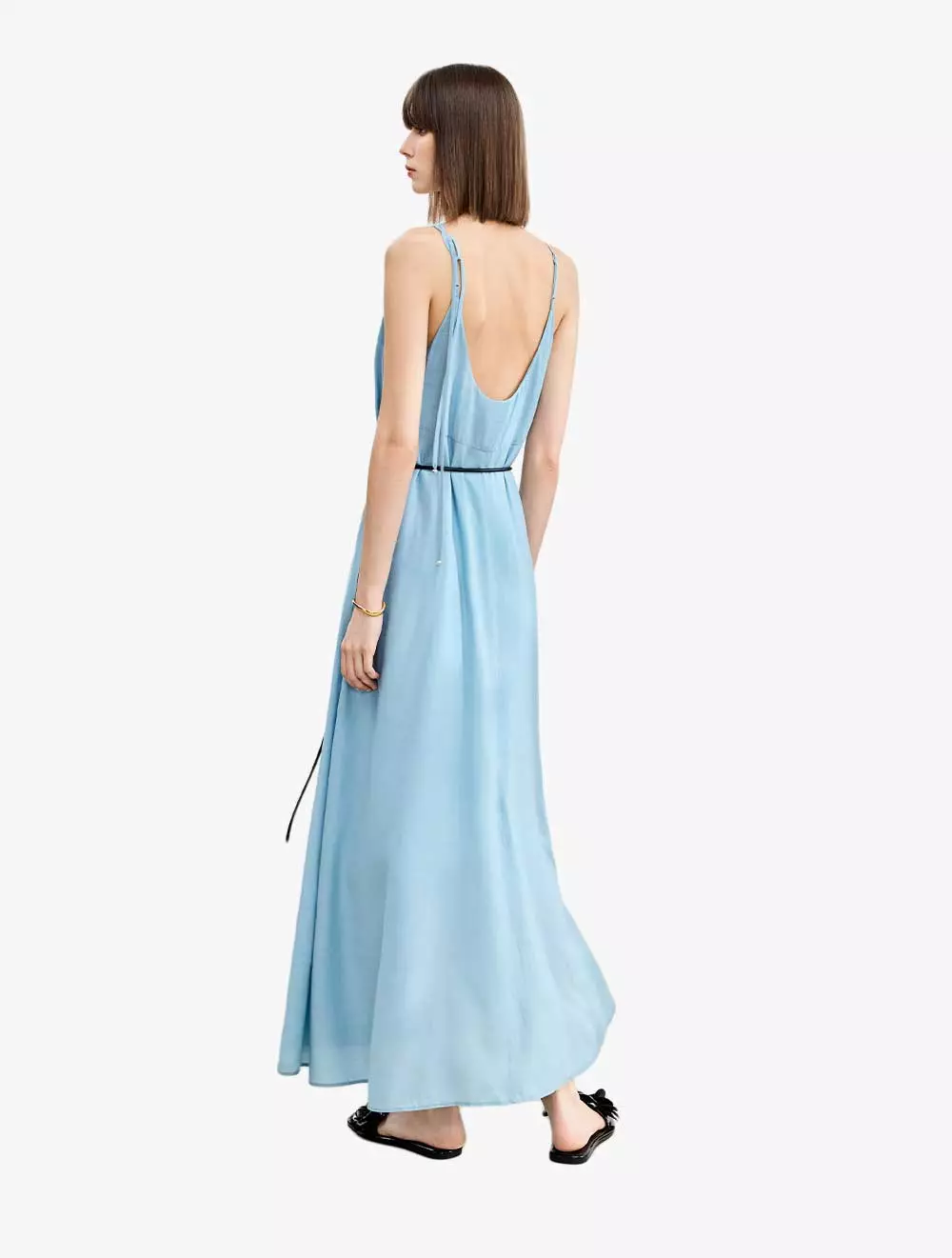 LILY Fashion Gradually Dyed Printed Half Length Skirt - Blue