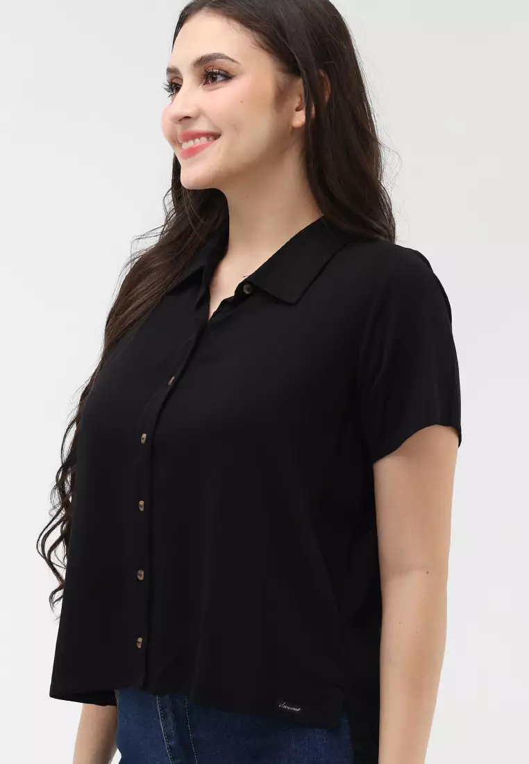 Single Twill Woven Short Sleeves Blouse
