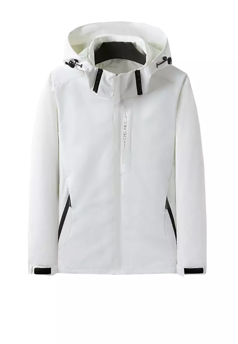 White rain jacket with hood sale