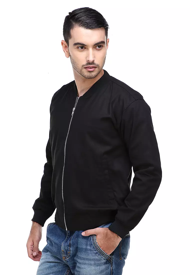 Jems Jaket Bomber Pria & Wanita Deluxe Jacket Material Canvas Baby Premium ORIGINAL - Black