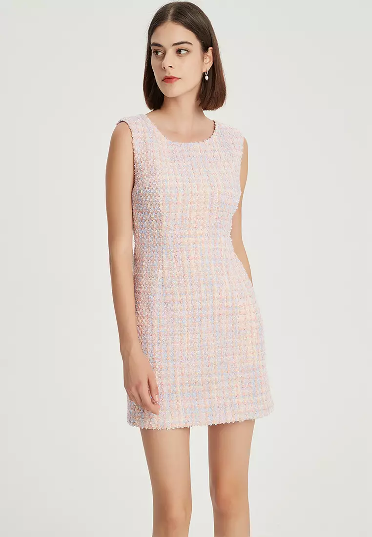 French Tweed Sleeveless one-piece Dress B22060123