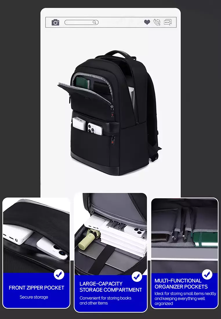 BRUNO CAVALLI Water Resistant 18” Professional Business Backpack with Laptop Compartment